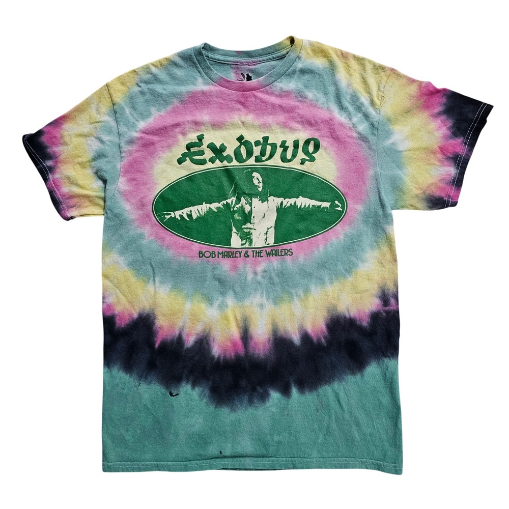 Zion Rootswear Mens Medium Bob Marley Exodus Tie Dye Graphic T-Shirt Reggae